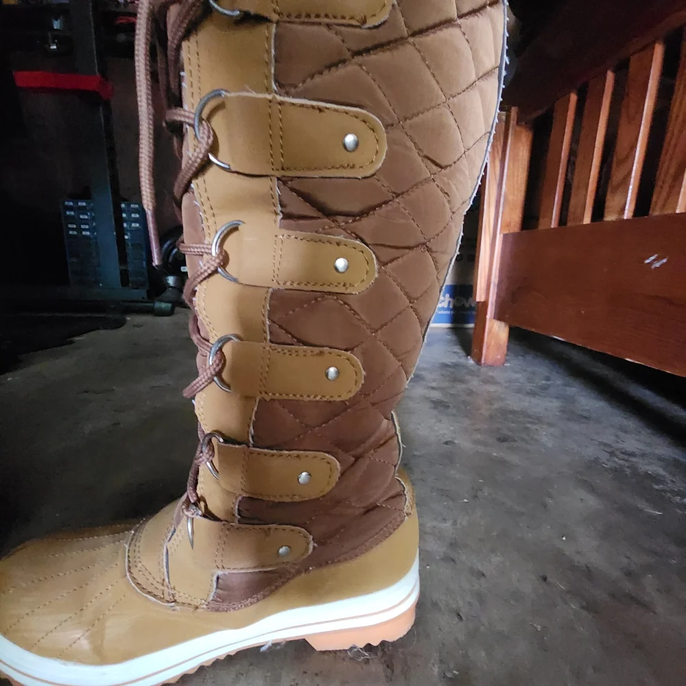 Brown and Tan Winter Lace-Up Boots - Picture 2 of 5